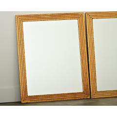 French Pair of Louis XVI Style Reeded Gilt Mirrors - 4282212