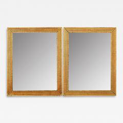 French Pair of Louis XVI Style Reeded Gilt Mirrors - 4290973