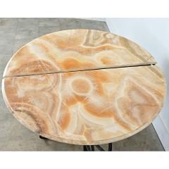 French Pair of Onyx Iron Demilune Consoles - 4798151
