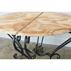 French Pair of Onyx Iron Demilune Consoles - 4798159