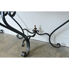 French Pair of Onyx Iron Demilune Consoles - 4798161