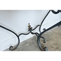 French Pair of Onyx Iron Demilune Consoles - 4798162