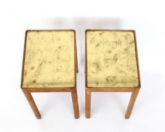 French Pair of Side Tables Beech Wood with Gold Leaf Glass tops - 4003280