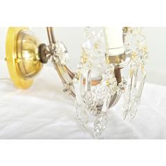 French Pair of Vintage Brass and Crystal Wall Sconces - 4254660