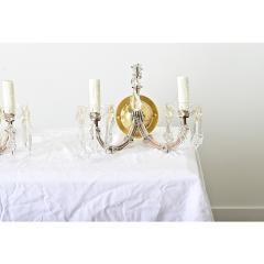 French Pair of Vintage Brass and Crystal Wall Sconces - 4254668