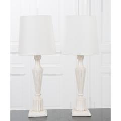 French Pair of Vintage Marble Lamps - 2558950