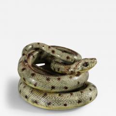 French Palissy Majolica Coiled Snake Figure - 2609425