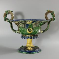 French Palissy Majolica Jardiniere with Snake Handles - 2749669