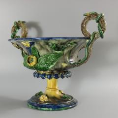 French Palissy Majolica Jardiniere with Snake Handles - 2749670