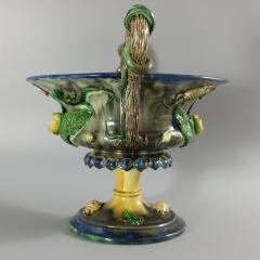 French Palissy Majolica Jardiniere with Snake Handles - 2749671