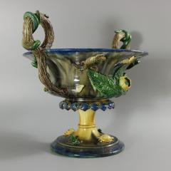 French Palissy Majolica Jardiniere with Snake Handles - 2749672
