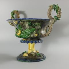 French Palissy Majolica Jardiniere with Snake Handles - 2749674