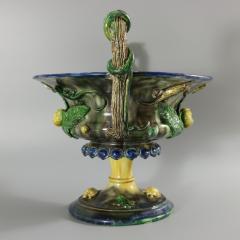 French Palissy Majolica Jardiniere with Snake Handles - 2749675