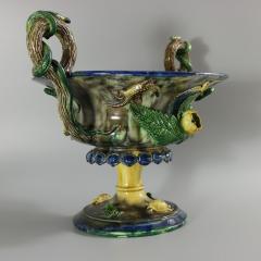 French Palissy Majolica Jardiniere with Snake Handles - 2749677