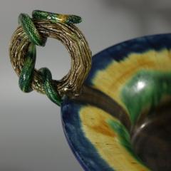 French Palissy Majolica Jardiniere with Snake Handles - 2749679