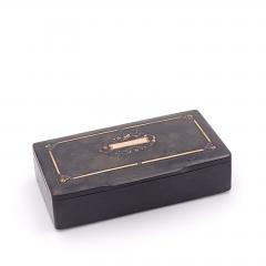 French Papier m ch Snuff Box Inlaid with Gold circa 1840 - 2702749