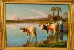 French Pastoral Oil Painting Signed by F lix Planquette Late 19th Century - 3415330