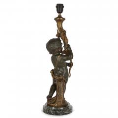 French Patinated Bronze Lamp Modelled as a Putto - 1979331