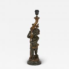 French Patinated Bronze Lamp Modelled as a Putto - 1982300