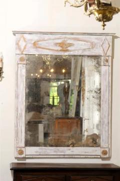 French Period Directoire Trumeau Mirror with Distressed Paint Late 18th Century - 3416826