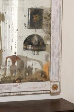 French Period Directoire Trumeau Mirror with Distressed Paint Late 18th Century - 3416935