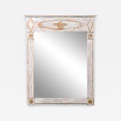 French Period Directoire Trumeau Mirror with Distressed Paint Late 18th Century - 3431927