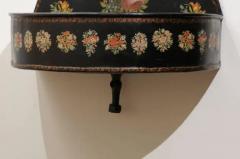 French Period Napoleon III Black Painted T le Lavabo with Floral D cor 1870s - 3416974