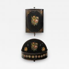 French Period Napoleon III Black Painted T le Lavabo with Floral D cor 1870s - 3430440