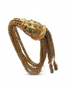 French Period Tassel Bracelet with Emeralds - 2535651