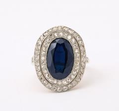 French Pompadour Oval Sapphire Ring with Rose Cut Diamonds - 4141398