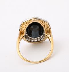 French Pompadour Oval Sapphire Ring with Rose Cut Diamonds - 4141401