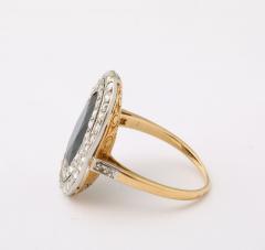 French Pompadour Oval Sapphire Ring with Rose Cut Diamonds - 4141402