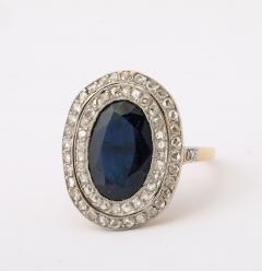 French Pompadour Oval Sapphire Ring with Rose Cut Diamonds - 4141403