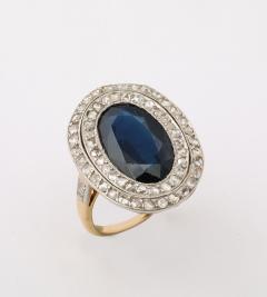 French Pompadour Oval Sapphire Ring with Rose Cut Diamonds - 4141404