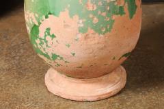 French Provincial 1880s Green Glazed Oblong Terracotta Jar with Weathered Patina - 3558441