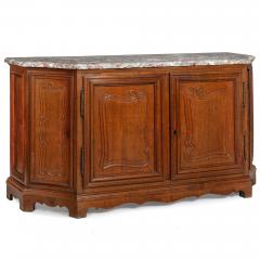 French Provincial Antique Oak and Marble Buffet Sideboard Cabinet ca 1880 - 4501466