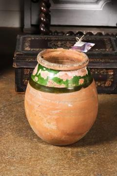 French Provincial Biot Jar with Green Glaze and Rustic Character 20th Century - 3564374
