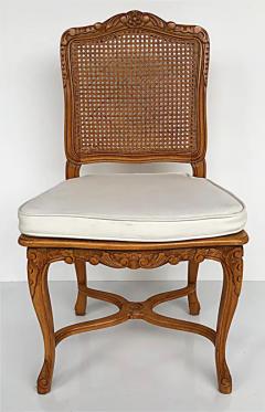 French Provincial Caned Carved Dining Chairs with Seat Cushions Set of Eight - 3502453