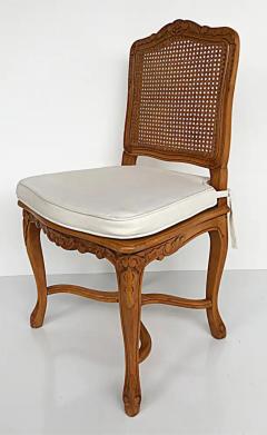 French Provincial Caned Carved Dining Chairs with Seat Cushions Set of Eight - 3502455
