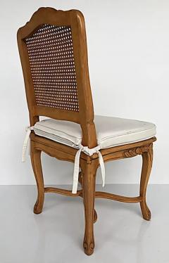 French Provincial Caned Carved Dining Chairs with Seat Cushions Set of Eight - 3502457