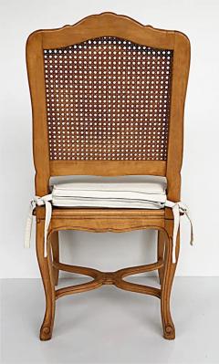 French Provincial Caned Carved Dining Chairs with Seat Cushions Set of Eight - 3502468