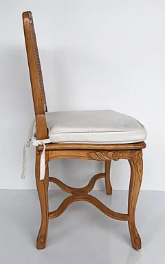 French Provincial Caned Carved Dining Chairs with Seat Cushions Set of Eight - 3502578