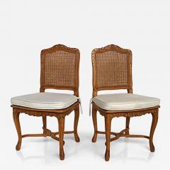 French Provincial Caned Carved Dining Chairs with Seat Cushions Set of Eight - 3514518