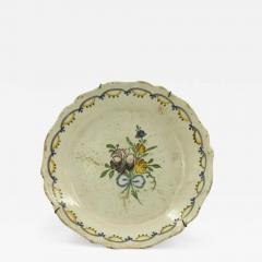 French Provincial Faience Floral Plate with Scalloped Edge - 4250438