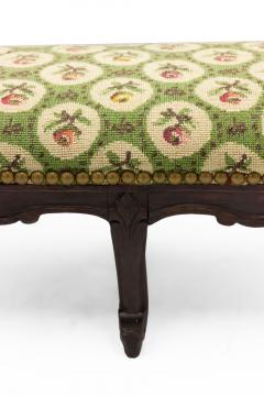 French Provincial Footstool with Floral Carpet Upholstery - 4672374