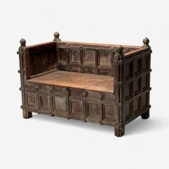 French Provincial Hall Bench Storage Chest Oak Iron France Early 19th C  - 3975504