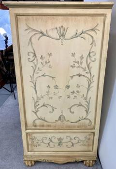 French Provincial Hand Painted with Green Floral Design cabinet or Armoire - 2883062