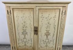 French Provincial Hand Painted with Green Floral Design cabinet or Armoire - 2883064