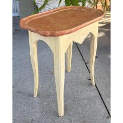 French Provincial Painted Side Table W Faux Marble Top - 4815482