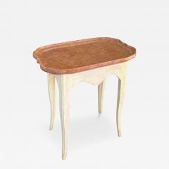 French Provincial Painted Side Table W Faux Marble Top - 4818159